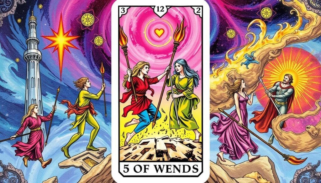 Combinações do 5 de Paus no Tarot