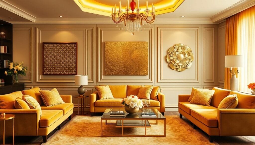 Decoração com ouro amarelo