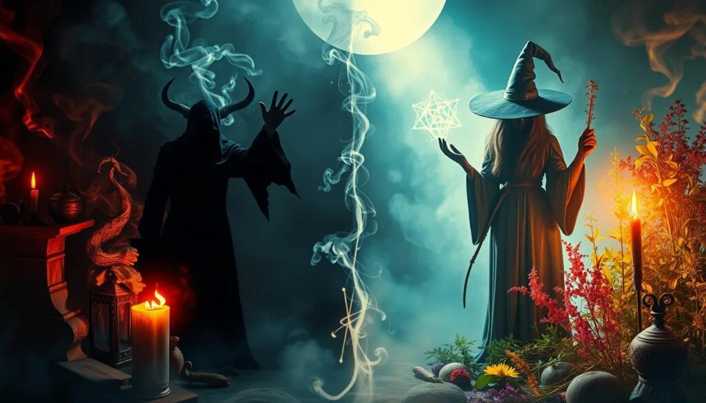 diferença entre magia negra e feitiçaria