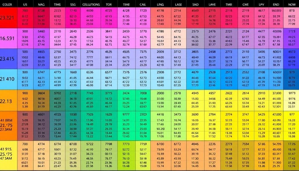 tabela numérica das cores